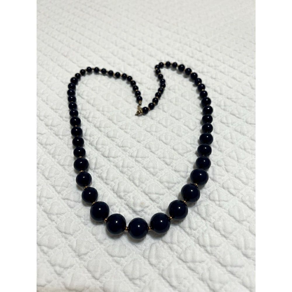 Vintage Blue Graduated Bead Necklace- 30” - Picture 2 of 3